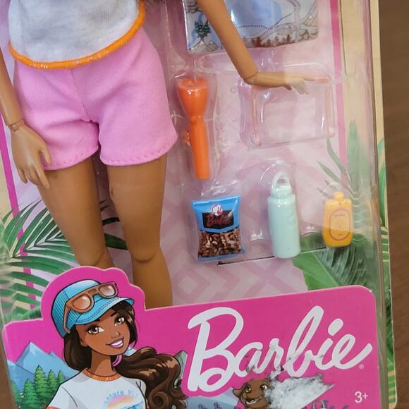 Barbie Hiking Doll Brunette with Puppy & 9 Accessories Including Backpack New - Picture 15 of 15